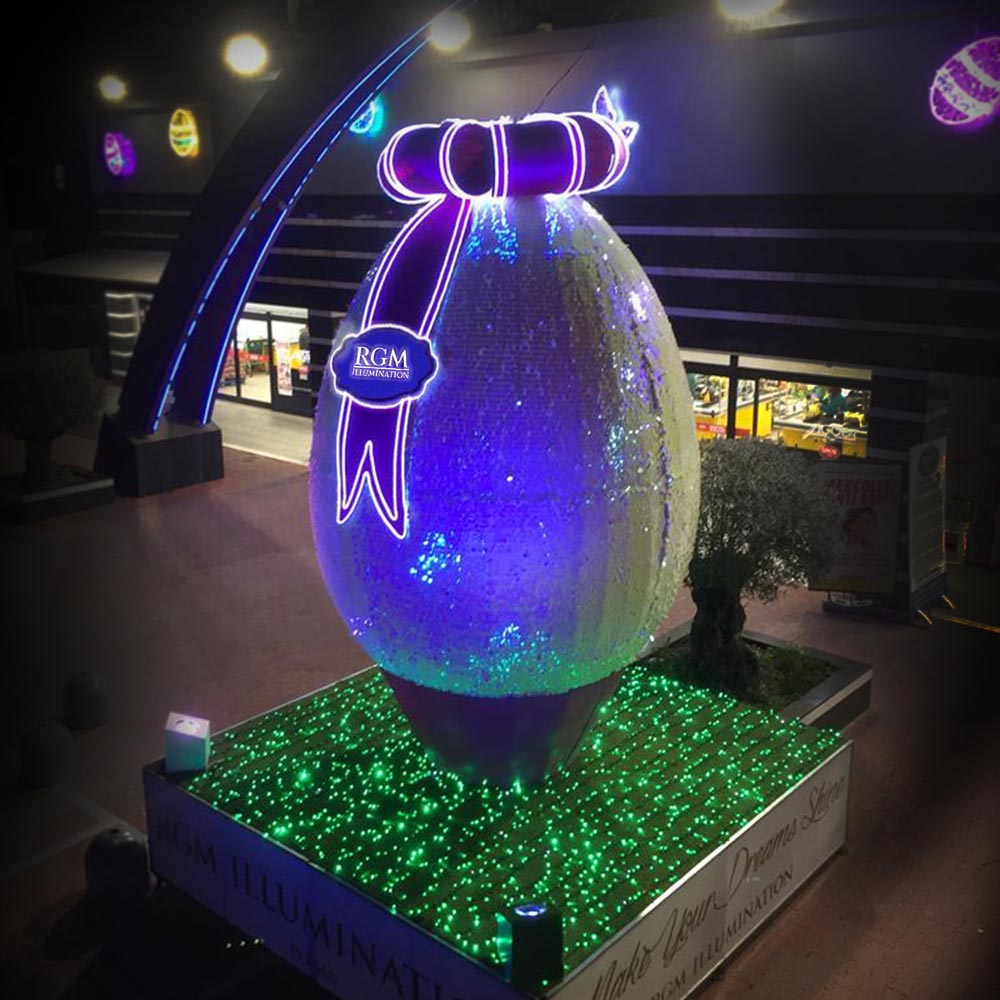 Progettazione illuminotecnica di un uovo di Pasqua gigante