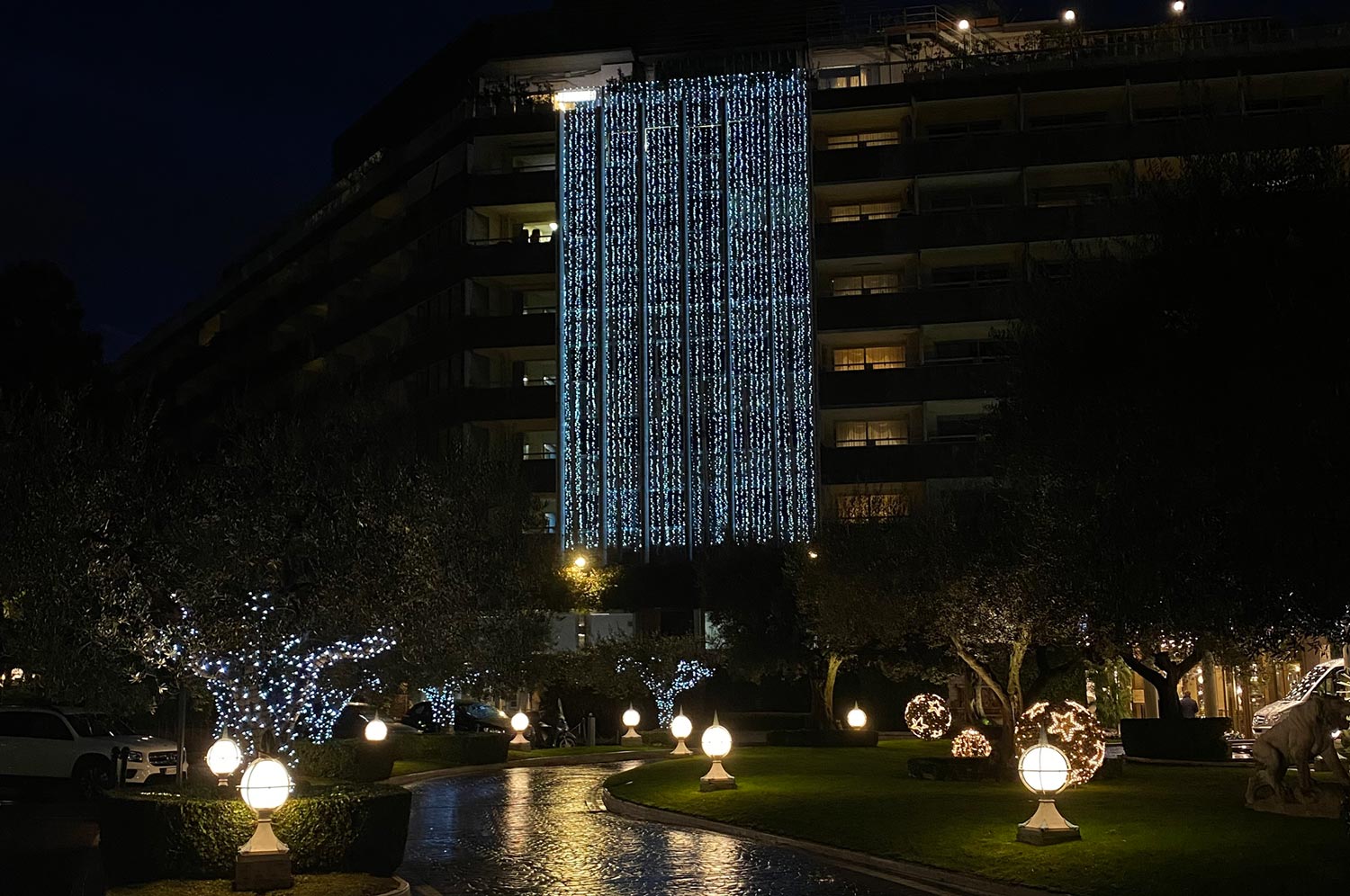 Illuminazione di lusso dell'Hotel Cavalieri Hilton Roma