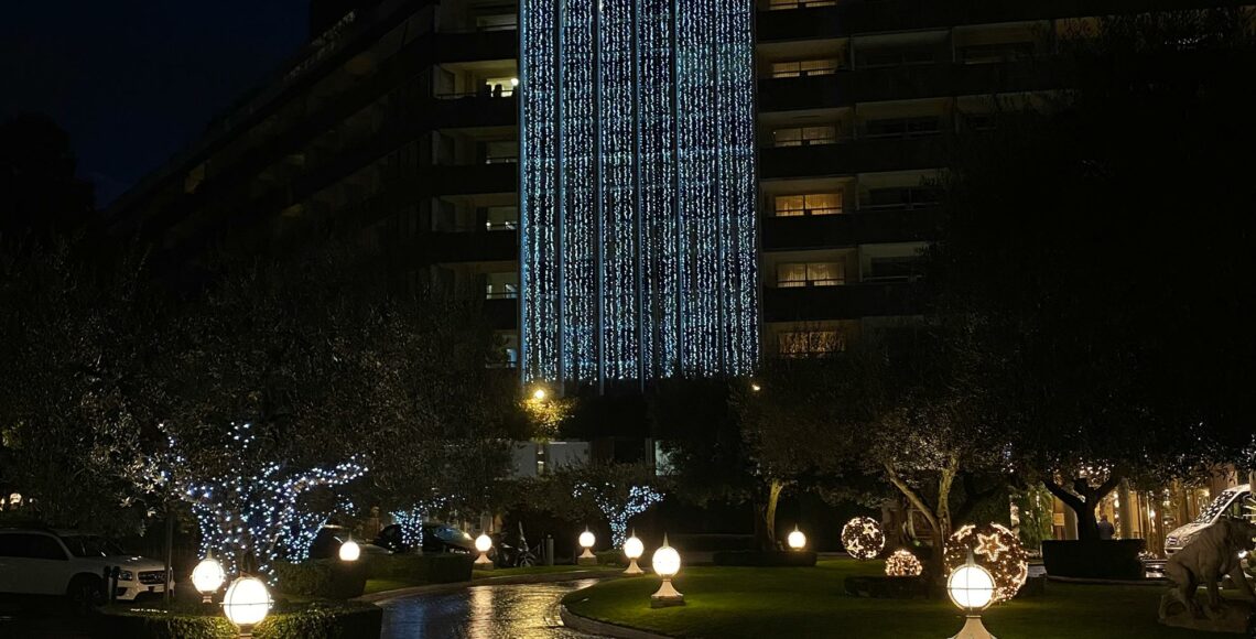 illuminazione di lusso dell'hotel Cavalieri Hilton Roma