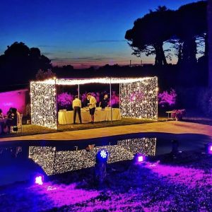 Come illuminare il giardino esterno di una festa