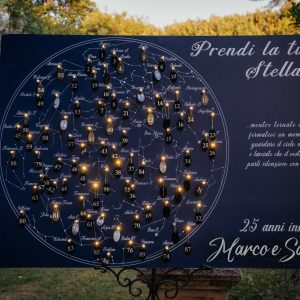 Tableau matrimonio a tema cielo notturno stellato